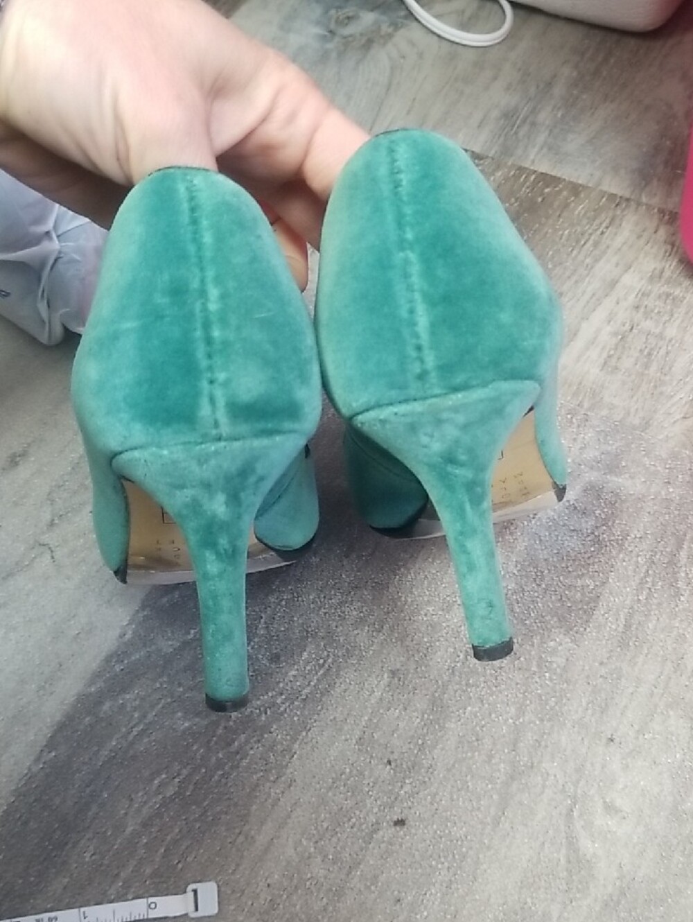 White House Black Market Green Velvet Pointed-Toe Pumps - Picture 5 of 6